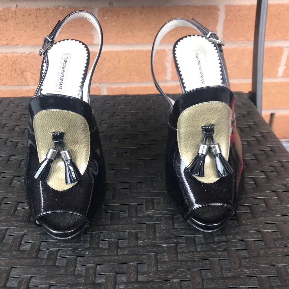 Emporio Armani shoes, patent leather, sling back, size 35